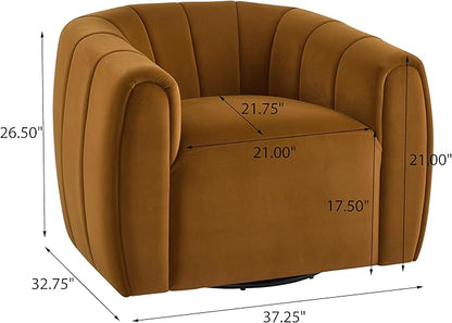 Christopher Knight Home Monroe Velvet Swivel Club Chair,Armchair with 360-Degree Rotation,Upholstered Barrel Swivel Sofa Chair for Living Room/Bedroom,Tufted Back,Thick Cushion, Iron Base, Dark Yellow