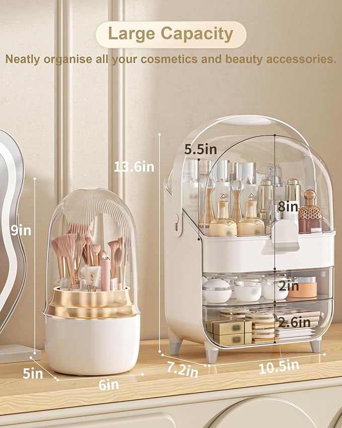 Makeup Organizer, Skincare Holder Bathroom Counter Organizer, Storage Box Cosmetic Display Cases, Teen Girl Gifts Trendy Stuff Make up Organizers for Vanity, Dresser, Countertop (Silver)