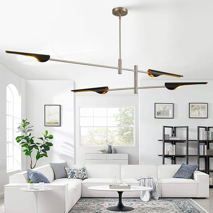 59" Industrial Pendant Light Contemporary Farmhouse Chandelier with Brushed Nickel Finish Modern Pendant Lighting Fixture for Dining Room Living Room Kitchen Island Bedroom, UL Listed