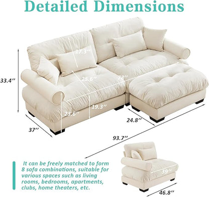 SoarFlash L Shaped Couches for Living Room, Small Sectional Sofa Set with Reversible Chaise, Modern Designed Sleeper Sofas and Modular Couch Function, Suitable for Small Spaces in Apartment, Beige