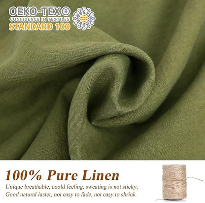 Simple&Opulence 100% Linen Duvet Cover Set, Natural French Flax Olive Green Duvet Cover Twin Size, Breathable Soft Comfy Linen Bedding Comforter Cover with 1 Pillowcase(Olive Green, 68"x86")