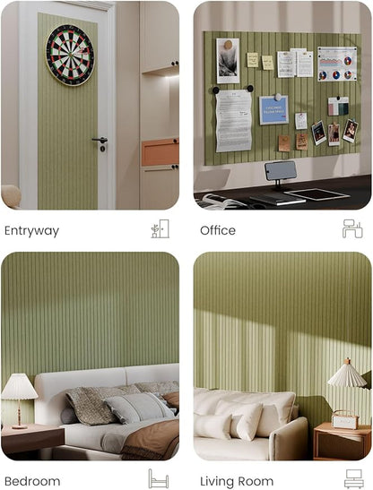 Bumusty Large Felt Bulletin Board 48" x 36" Cork Board Alternative - 6 Pack with 40 Safe Removable Adhesive Tabs, Cork Boards for Walls Cork Board for Home Office Classroom Pin Board (Olive Green)