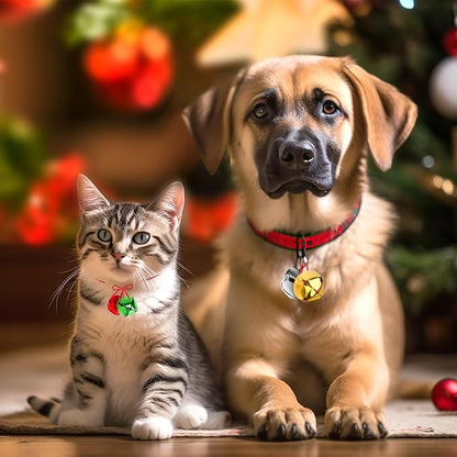 Augshy 240 Pieces Colorful Jingle Bells 4 Colors Mixed Craft Bell Bulk for Christmas Home and Pet Decorations Xmas Decor Party Favors Supplies (0.3/0.4/0.47 inch)