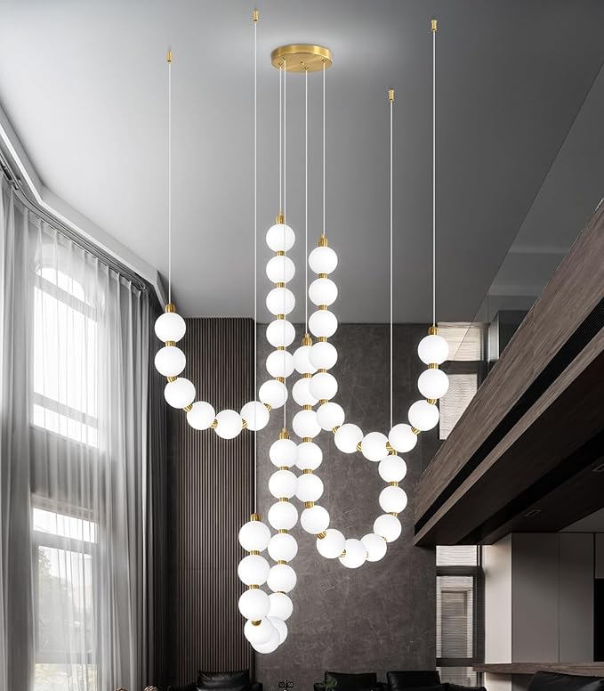 Modern Chandeliers LED Dimmable Light Acrylic Balls Ceiling Pendant Lighting for Living Room Dining Room Bedroom Adjustable Hanging Lights 90 Watts Gold Lamp
