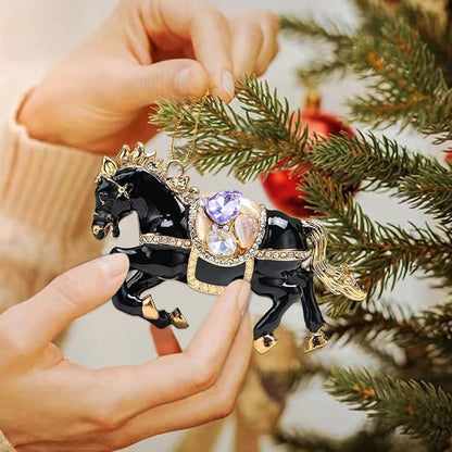 Horse Ornament,Rhinestone Black Horse Ornaments for Christmas Tree,Horse Gifts for Women,Girls,Horse Lovers, Equestrian Gifts,Christmas Ornaments for Kids