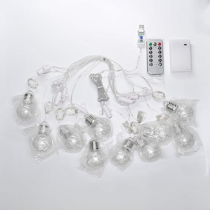 YOLIGHT Wishing Ball Curtain Lights 200 LED Window Curtain String Light with Remote, USB Battery Powered Twinkle Globe Fairy Lights for Wedding Party Bedroom Christmas Decoration (Pink)