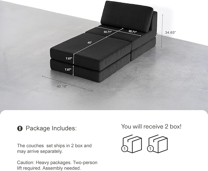 Boneless Couch Cloud Modular Sectional Couches for Living Room, Modern Oversize Sofa with Deep Seat, Modular Sectional Sofa with Ottoman, No Assembly Required