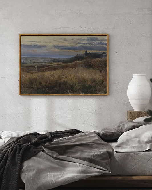 ARPEOTCY Framed Canvas Wall Art Prints, 24x36 Inch, Vintage Farmhouse Landscape Prints for Wall Decor, Large Hanging Art for Bedroom, Living Room, Bathroom, Office