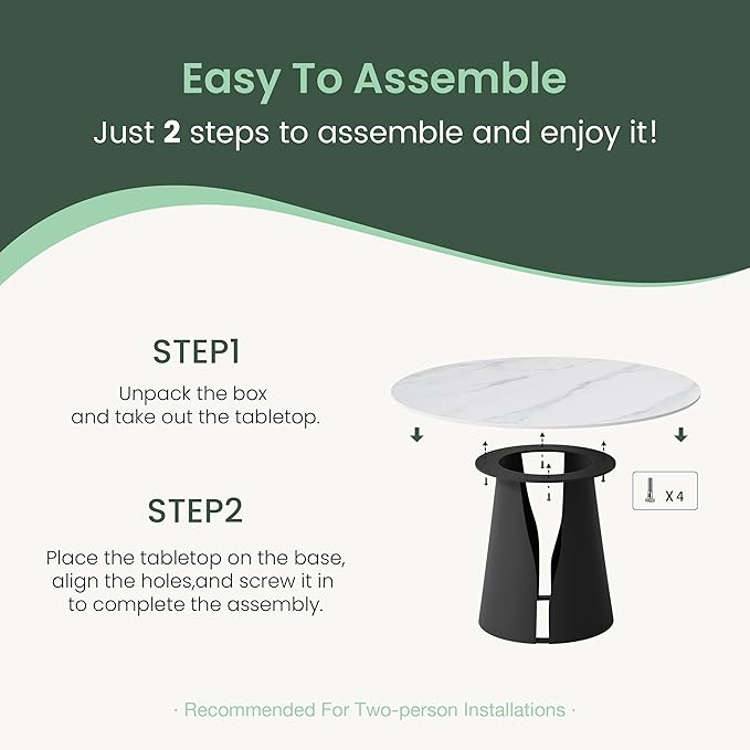 POVISON 59" Round Dining Table for 6, Glossy White Sintered Stone Dining Tabletop with Black Carbon Steel Base, Circle Kitchen Table for Dining Room (Table Only)