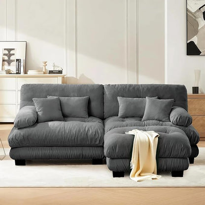 SoarFlash L Shaped Couches for Living Room, Small Sectional Sofa Set with Reversible Chaise, Modern Designed Sleeper Sofas and Modular Couch Function, Suitable for Small Spaces in Apartment, Grey
