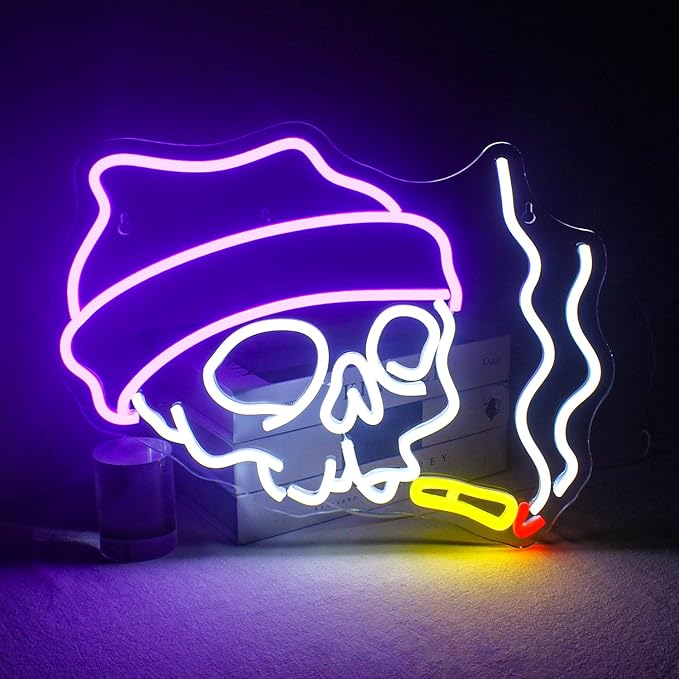 Lucunstar Skull Neon Sign,Halloween LED Sign,Neon Signs for Wall Decor,Adjustable Brightness Halloween Neon Signs, Neon Sign For Party,Bedroom Wall Decor,Home,Party Light Decoration