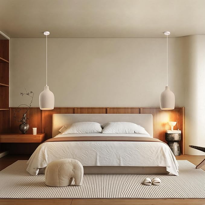 JAYMP Wabi Sabi Pendant Light for Dining Room Kitchen Island Light Hallway Restaurant Hanging Lamp E26 Base Japanese Style Wine Bottle Shape Lighting Fixture, 1 Pack (Light Brown,C Shape, D26×H46cm)