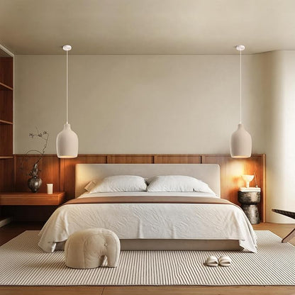 JAYMP Wabi Sabi Pendant Light for Dining Room Kitchen Island Light Hallway Restaurant Hanging Lamp E26 Base Japanese Style Wine Bottle Shape Lighting Fixture, 1 Pack (Light Brown,C Shape, D26×H46cm)