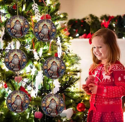 Santa Claus Ornaments 2025 in Stained Glass Style,2025 Christmas Ornaments, Round Fun Acrylic Decoration Gifts (Santa Claus)