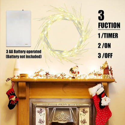 LOMIMOS 6FT Spring Lighted Birch Garland,Battery Operated Twig Vine with Timer 48 Lights for Xmas Spring Thanksgiving Wedding Party Decoration Fireplace Mantle Wall