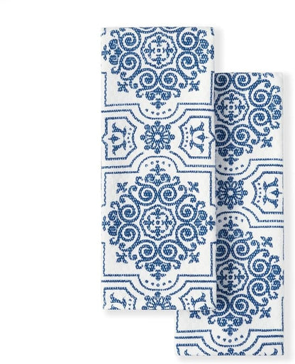 Martha Stewart Dual Purpose Kitchen Towels 2 Pack Strie Medallion 16x28