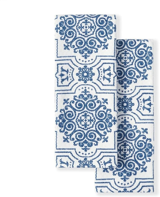 Martha Stewart Dual Purpose Kitchen Towels 2 Pack Strie Medallion 16x28