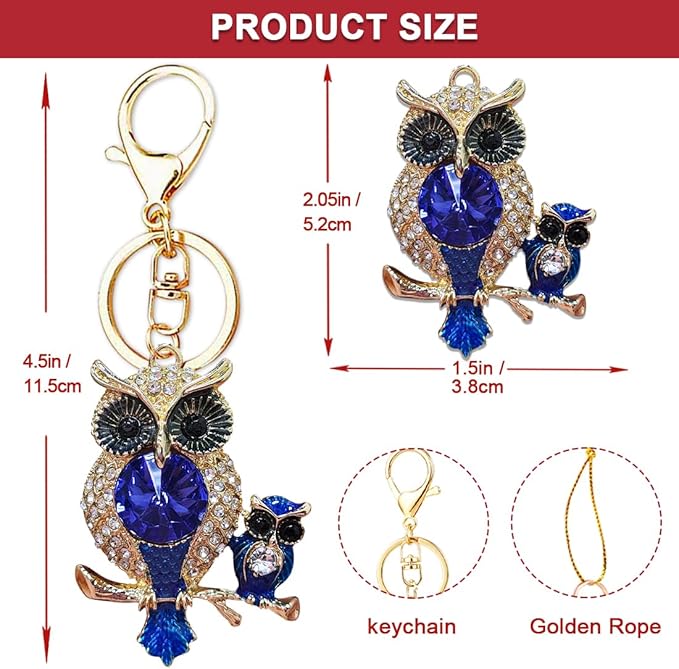 Owl Ornament, Owls Ornaments for Christmas Trees, Beautiful Handmade Metallic Ornament with Rhinestone, Christmas Ornaments for Kids, Girls - Owl Gifts for Women