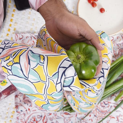 TARAN LIVING Printed Kitchen Dish Bar and Tea Towels Cotton, 18x28 inch with Trims, Cotton Dish Towel Sets (Multicolor, Set of 3)