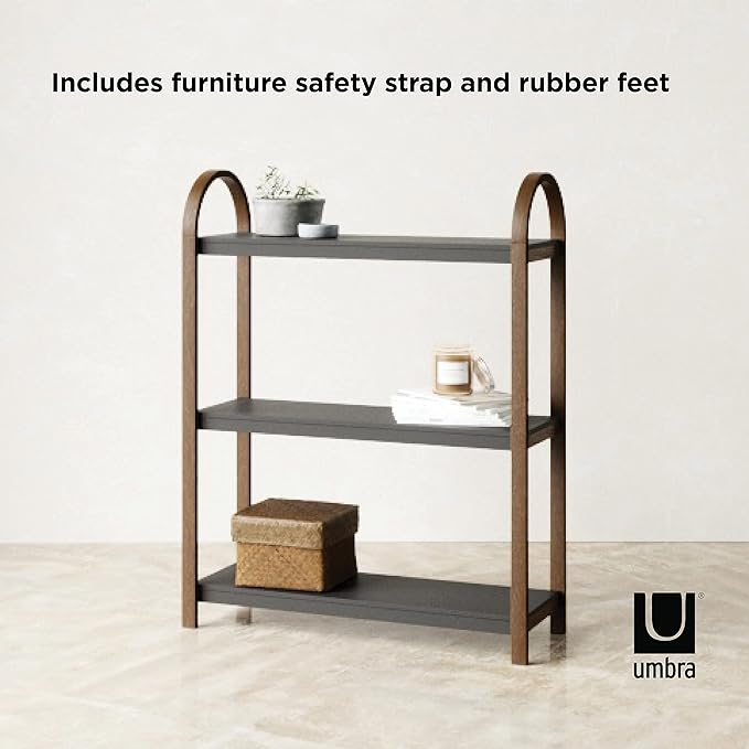 Umbra Bellwood Freestand Bookcase Shelf Black/Walnut