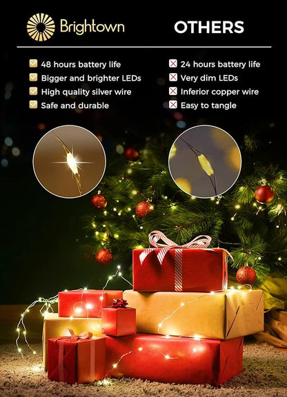 Brightown 12 Pack Led Fairy Lights Battery Operated String Lights Waterproof Silver Wire 7 Feet 20 Led Firefly Starry Moon Lights for DIY Wedding Party Bedroom