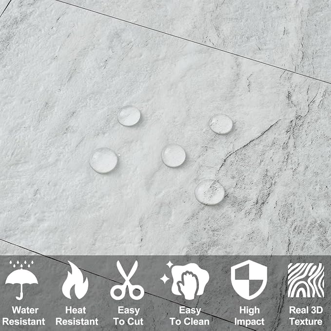 AULIGET 3" x 6" Subway Tile Peel and Stick Backsplash, Thick PVC Stick on Wall Tiles (100, Light Shale)