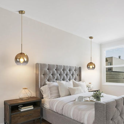 KCO Lighting 1-Light Modern Glass Pendant Lights Large Gold Globe Pendant Light Mid Century Single Pendant Light Kitchen Island Dining Room Lighting Fixtures Ceiling Hanging