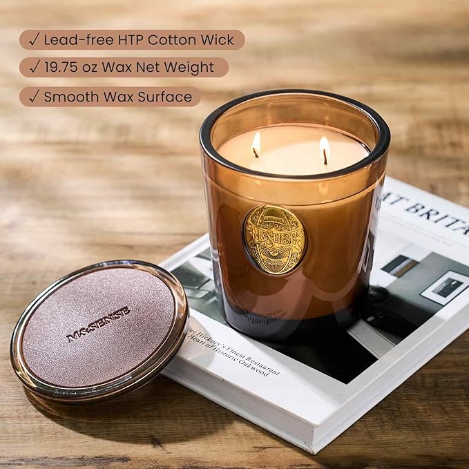 M&SENSE Large Two-Wick Soy Candle | Espresso Hot Fudge & Brown| 19.8 oz, 120H Burn Time | Luxury Scented Candle for Relaxation, Gifting, Home Décor | Ideal for Bedroom, Office, Party Ambiance