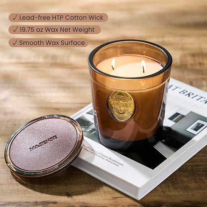 M&SENSE Large Two-Wick Soy Candle | Espresso Hot Fudge & Brown| 19.8 oz, 120H Burn Time | Luxury Scented Candle for Relaxation, Gifting, Home Décor | Ideal for Bedroom, Office, Party Ambiance