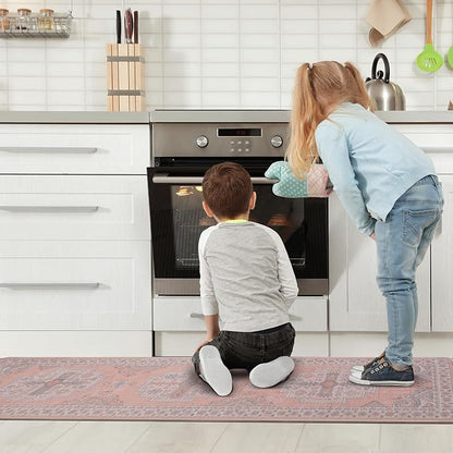 Washable Runner Rug Hallway Carpet : 2x8ft Stain Resistant Entryway Runner No Crease Non Slip Laundry Room Floor Rug for Indoor Kitchen Bedroom Bedside Entryway Entry Foyer Dining Office Farmhouse