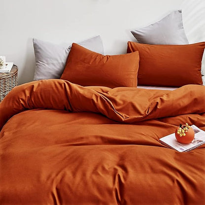 Pureant Burnt Orange Comforter Set California King 3Pcs Terracotta Bedding Comforter Sets Rust Cal King Comforter Cotton for Women Girls Soft Boho Caramel Comforter Sets Reddish Orange Blankets