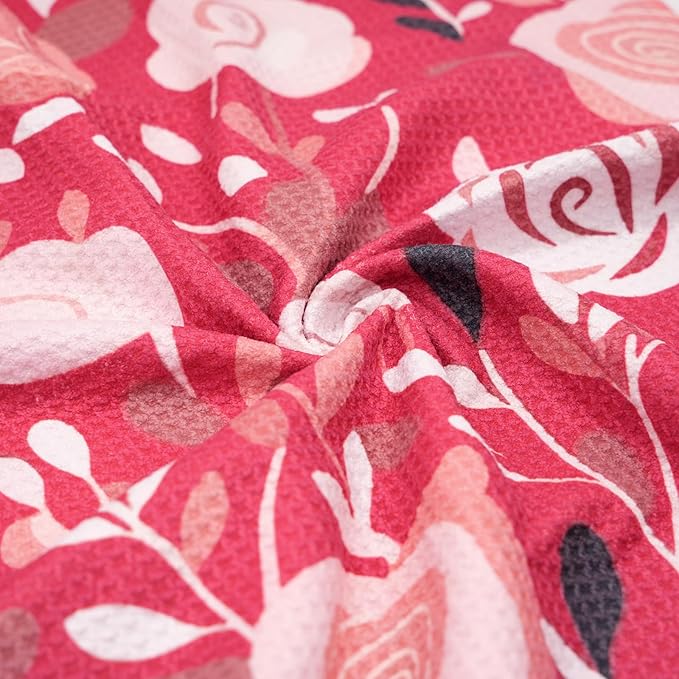 Eunzel Kitchen Tea Towel Quick Dry Microfiber Dish Towels 18x30 Inch Rose