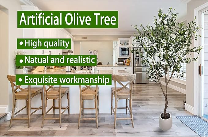 Artificial Olive Tree 7ft(82in,1789leaves) Tall,Faux Olive Tree Indoor Artificial Tree for Modern Home Office Living Room Floor Decor Indoor (2pack)