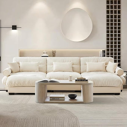 SoarFlash Sectional Sofa Couch, U Shaped Modern Sofa with Solid Wood Legs, Couches Sofas for Living Room Apartment, Comfortable Small Couches for Apartment, Beige