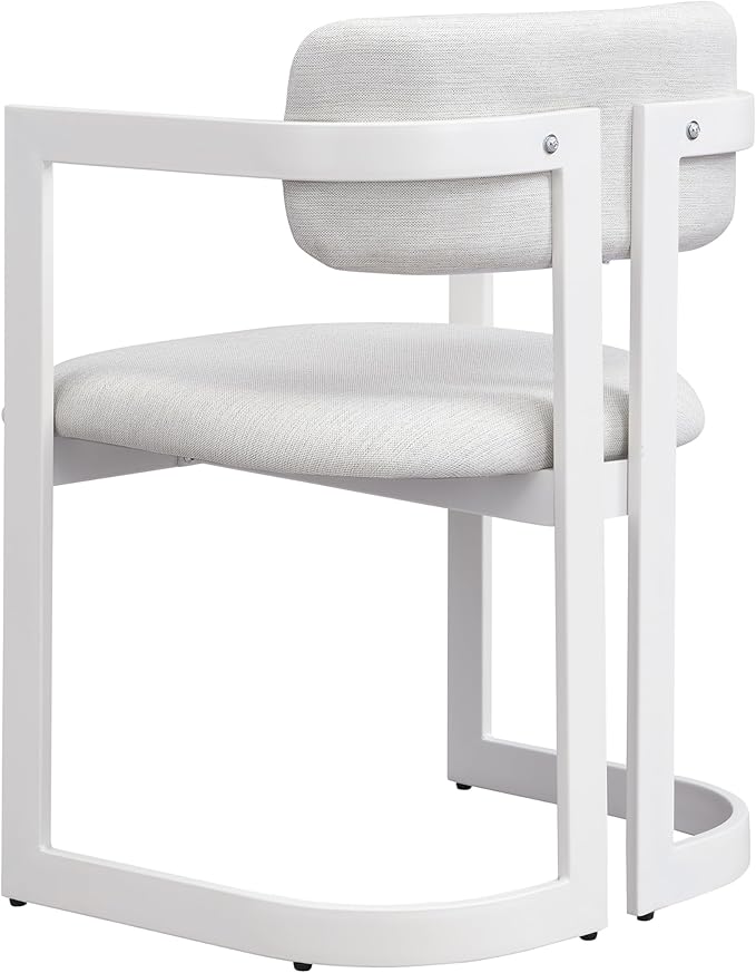 Christopher Knight Home Auber Modern Upholstered Dining Chair Set of 2, Fabric Upholstery Dining Set with Metal Frame, Comfy Side Chair for Living Room, Beige+White