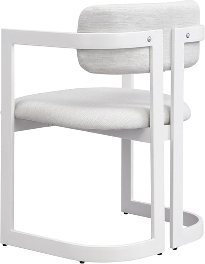 Christopher Knight Home Auber Modern Upholstered Dining Chair Set of 2, Fabric Upholstery Dining Set with Metal Frame, Comfy Side Chair for Living Room, Beige+White