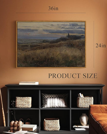 ARPEOTCY Framed Canvas Wall Art Prints, 24x36 Inch, Vintage Farmhouse Landscape Prints for Wall Decor, Large Hanging Art for Bedroom, Living Room, Bathroom, Office