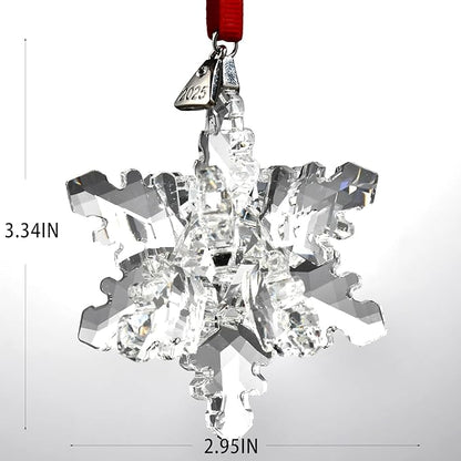 Annual Edition 3D Ornament 2025,Christmas Tree Ornaments Crystal Sun Catcher Home Hanging Decor (3D-Clear)