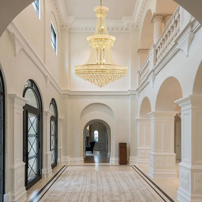 19-Lights High Ceiling Chandelier Modern Gold Crystal Chandeliers Large Foyer Chandelier Fixtures for Staircase Living Room Hallway Entryway (H47 x W31.5)