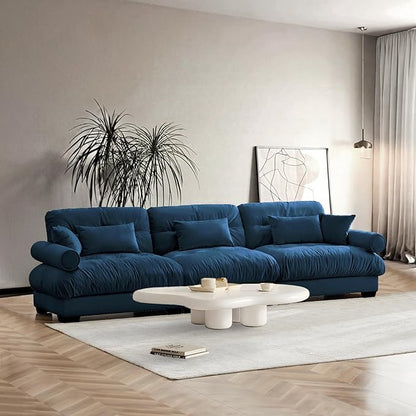 SoarFlash 130” Sectional Sofa 3 Seat Couch, L Shaped Modern Sofa with Solid Wood Legs, Couches Sofas for Living Room Apartment, Comfortable Small Couches for Small Spaces, Blue