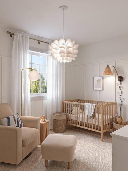 Possini Euro Design White Flower Hanging Pendant Lighting Fixture 19 1/2" Wide Modern Blooming Curved Petals for Dining Room Living House Home Foyer Kitchen Island Entryway Bedroom High Ceilings