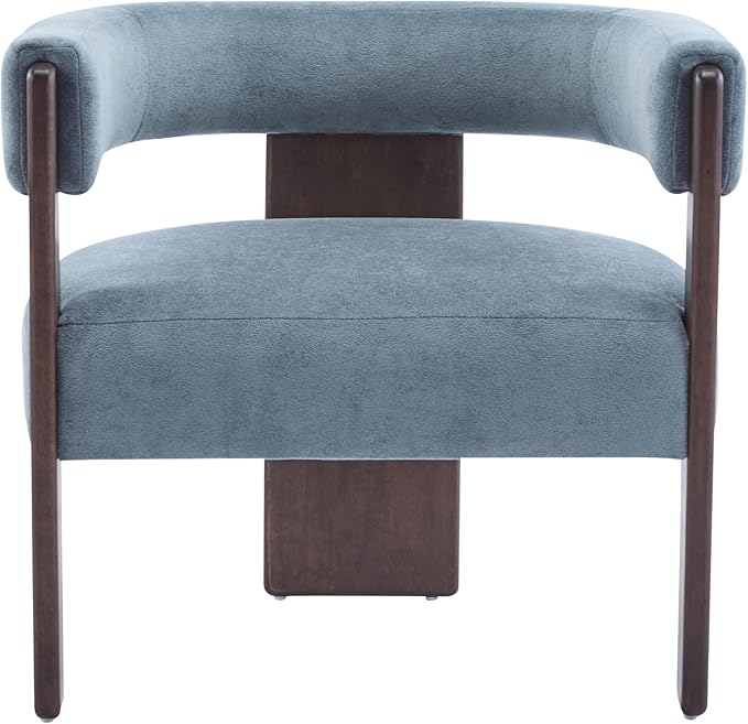 Christopher Knight Home Nettie Modern Accent Chair for Living Room, Velvet Fabric Single Lounge Sofa Chair with Wooden Frame, Comfy Reading Chair for Bedroom, Lounge Armchair with Cushion, Dusky Blue
