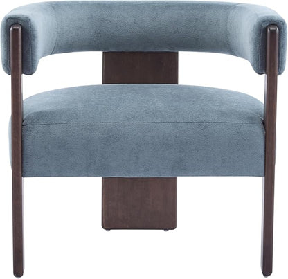 Christopher Knight Home Nettie Modern Accent Chair for Living Room, Velvet Fabric Single Lounge Sofa Chair with Wooden Frame, Comfy Reading Chair for Bedroom, Lounge Armchair with Cushion, Dusky Blue