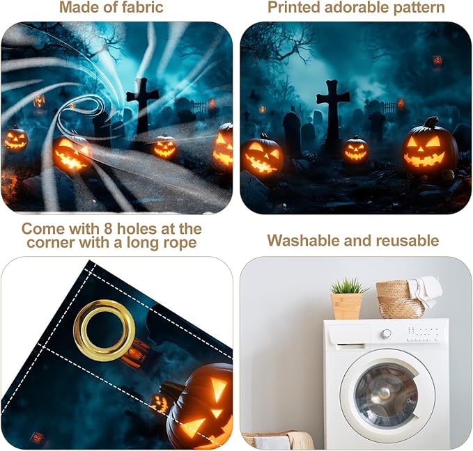 6 x 13 ft Halloween Garage Door Decorations Halloween decorations Witch Door Cover, Hanging Banner, Cauldron Backdrop Mural for Home, Outdoor, Indoor, Spooky Party, Wall, Window (Cross)