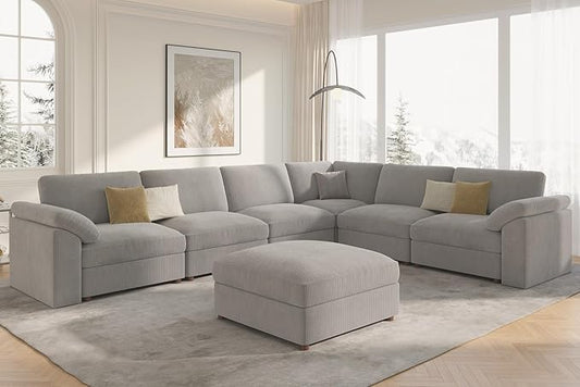 EASE MOOSE Oversized Modular Sectional Sofa, U Shape Sectional Couch Wide Deep Seat Modular Cloud Couch,Removable Cover,Dark Grey