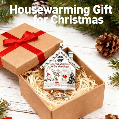 New Home Ornament 2025 Dated First Christmas Ornaments for Tree Decoration Metal House Decor Warming Gifts for Women Men Housewarming Presents for Couple Homeowners