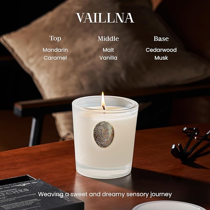 M&SENSE Natural Soy Candle | Vanilla Dream & White | 9.2 oz, 50H Burn Time | Luxury Scented Candle for Relaxation, Gifting, Home Décor | Ideal for Bedroom, Office, Party Ambiance