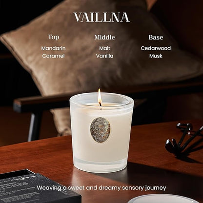 M&SENSE Natural Soy Candle | Vanilla Dream & White | 9.2 oz, 50H Burn Time | Luxury Scented Candle for Relaxation, Gifting, Home Décor | Ideal for Bedroom, Office, Party Ambiance