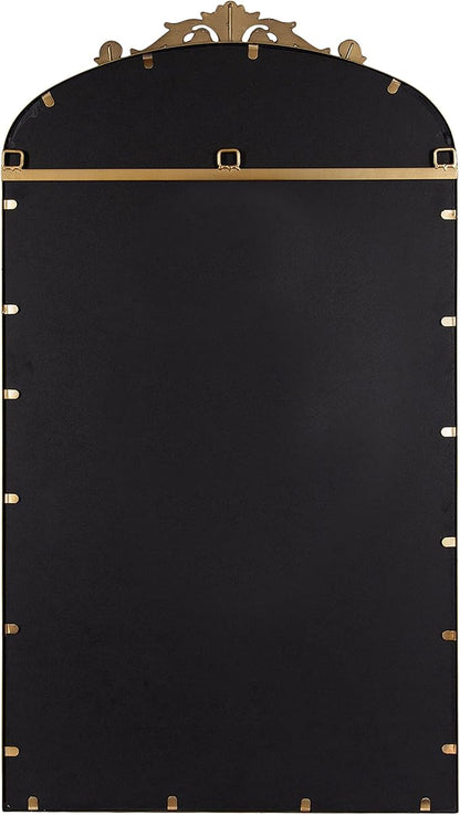 Kate and Laurel Arendahl Glam Arched Tall Panel Mirror; 24 x 42; Gold; Traditional Baroque Large Body Wall Mirror with Ornate Garland Inspired Crown