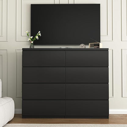 Dresser for Bedroom,Modern Large Wood Dresser,8 Chest of Drawers,Living Room,Hallway,Entryway,TV Stand Drawer Organizer(Black)